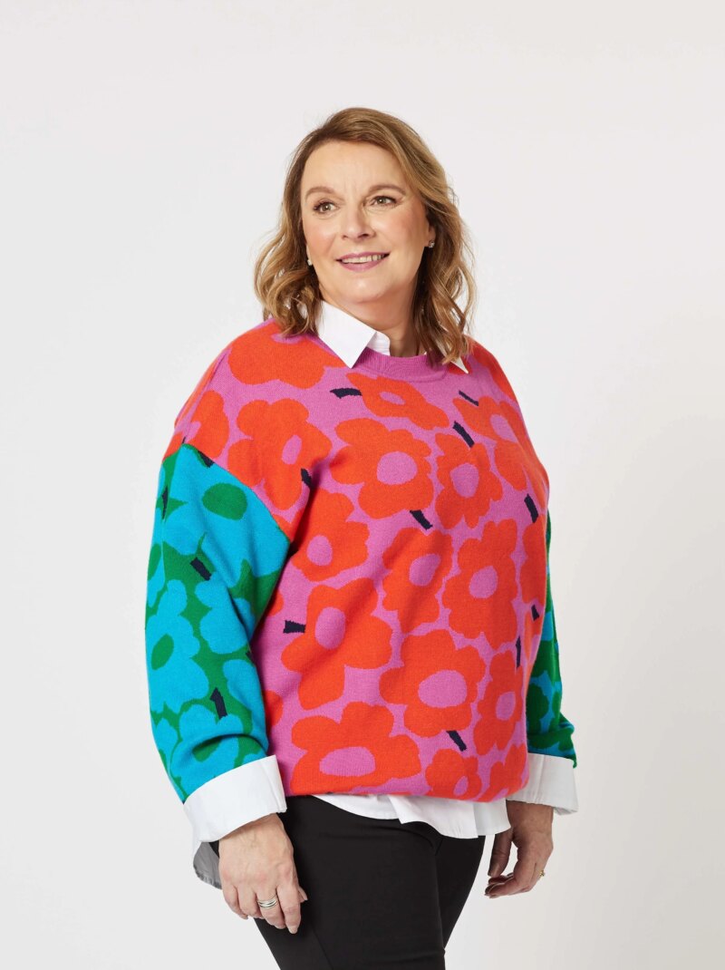 Vibrant Floral Knit Sweater